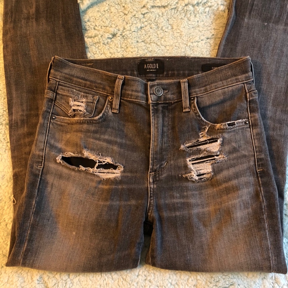 Agolde Sophie Skinny Distressed Grey Jeans 25